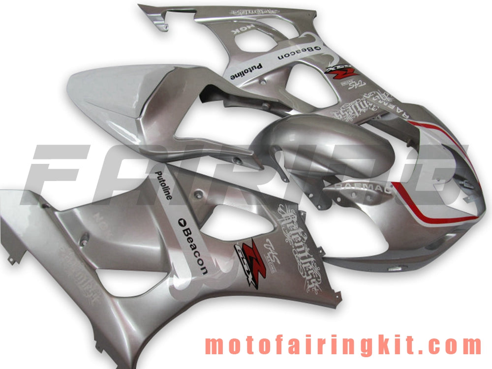 Fairing Kits Fit for GSXR1000 K3 2003 2004 GSXR 1000 GSX R1000 K3 03 04 Plastic ABS Injection Mold Complete Motorcycle Body Aftermarket Bodywork Frame (Silver & White) B062