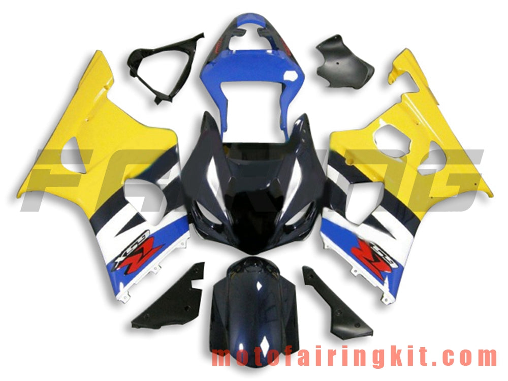 Fairing Kits Fit for GSXR1000 K3 2003 2004 GSXR 1000 GSX R1000 K3 03 04 Plastic ABS Injection Mold Complete Motorcycle Body Aftermarket Bodywork Frame (Yellow & Blue) B063