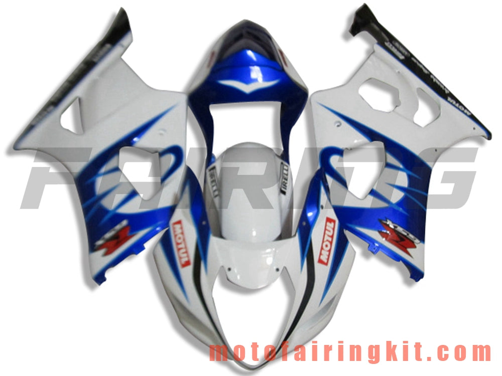 Fairing Kits Fit for GSXR1000 K3 2003 2004 GSXR 1000 GSX R1000 K3 03 04 Plastic ABS Injection Mold Complete Motorcycle Body Aftermarket Bodywork Frame (Blue & White) B064