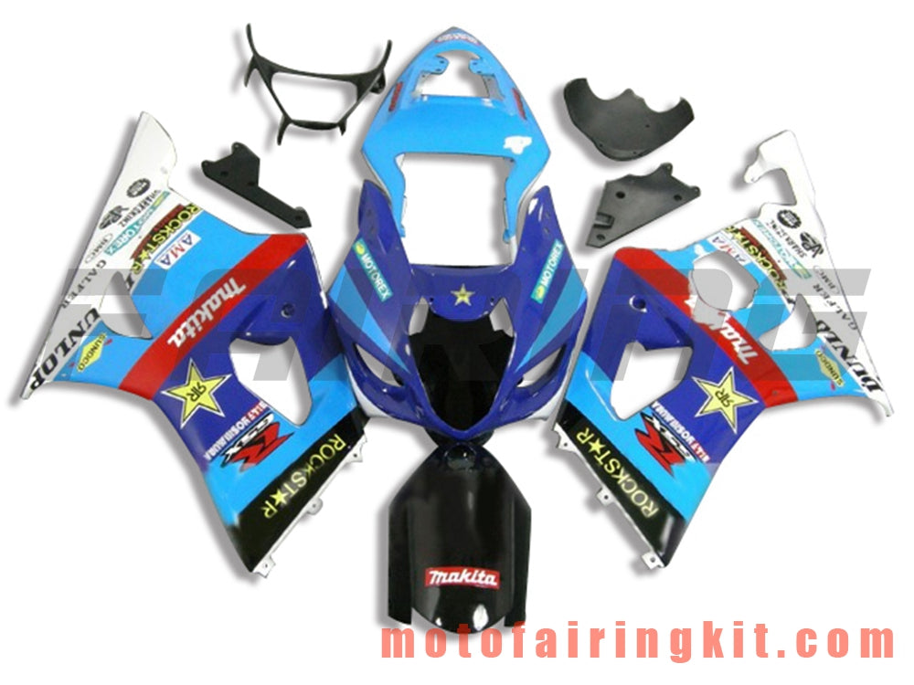 Kits de carenado aptos para GSXR1000 K3 2003 2004 GSXR 1000 GSX R1000 K3 03 04 Molde de inyección de plástico ABS Carrocería completa para motocicleta Marco de carrocería de posventa (azul y blanco) B068