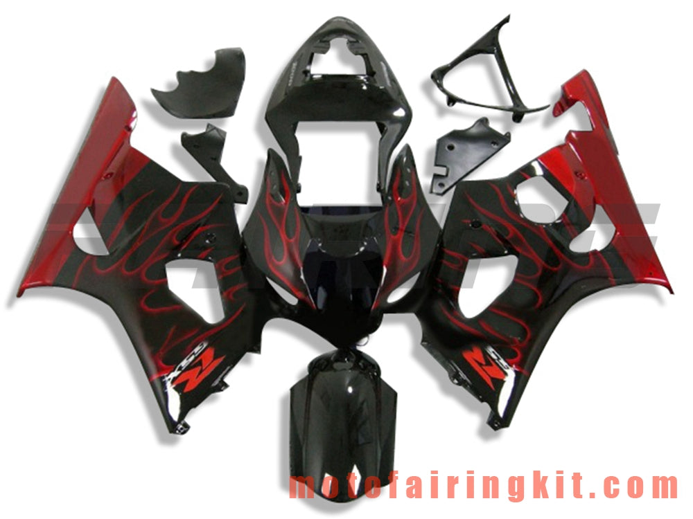 Fairing Kits Fit for GSXR1000 K3 2003 2004 GSXR 1000 GSX R1000 K3 03 04 Plastic ABS Injection Mold Complete Motorcycle Body Aftermarket Bodywork Frame (Black & Red) B072