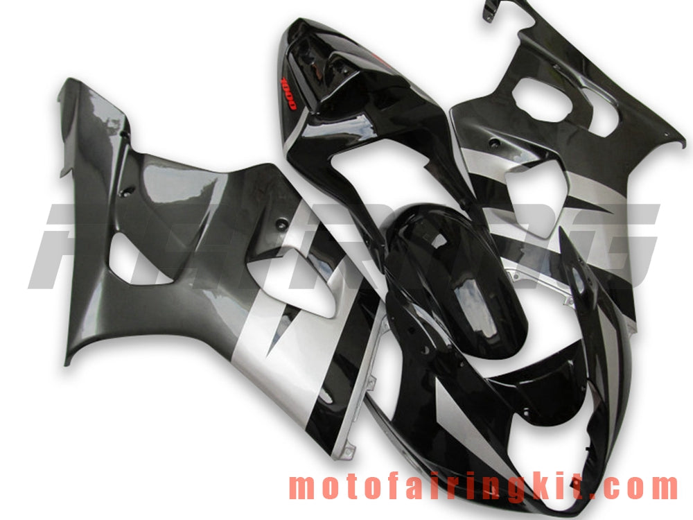 Fairing Kits Fit for GSXR1000 K3 2003 2004 GSXR 1000 GSX R1000 K3 03 04 Plastic ABS Injection Mold Complete Motorcycle Body Aftermarket Bodywork Frame (Black & Gray) B073