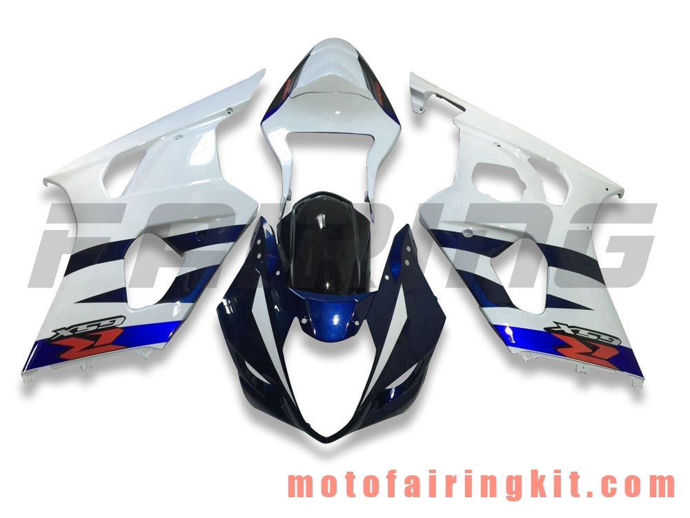 Fairing Kits Fit for GSXR1000 K3 2003 2004 GSXR 1000 GSX R1000 K3 03 04 Plastic ABS Injection Mold Complete Motorcycle Body Aftermarket Bodywork Frame (Blue & White) B080