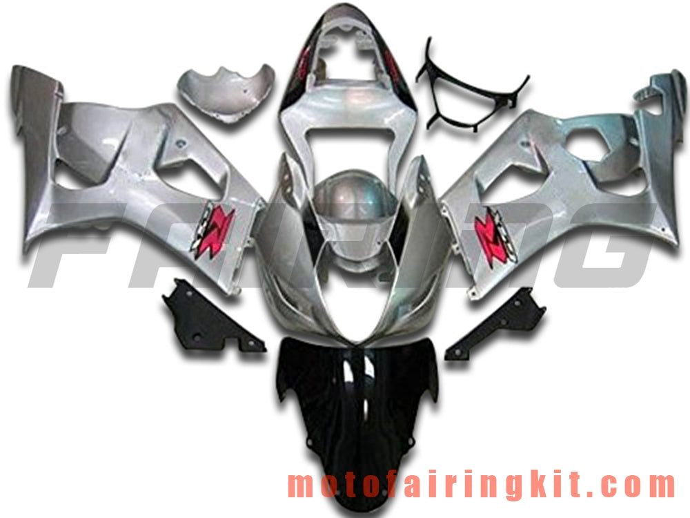 Fairing Kits Fit for GSXR1000 K3 2003 2004 GSXR 1000 GSX R1000 K3 03 04 Plastic ABS Injection Mold Complete Motorcycle Body Aftermarket Bodywork Frame (Silver) B084