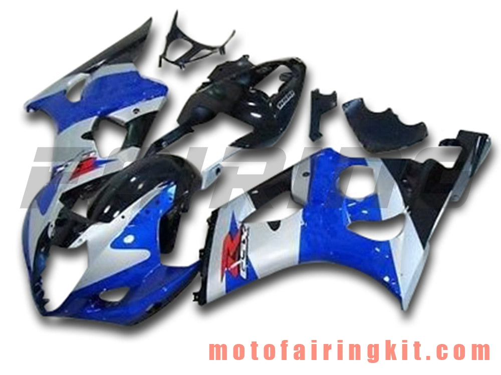 Fairing Kits Fit for GSXR1000 K3 2003 2004 GSXR 1000 GSX R1000 K3 03 04 Plastic ABS Injection Mold Complete Motorcycle Body Aftermarket Bodywork Frame (Blue & Silver) B085