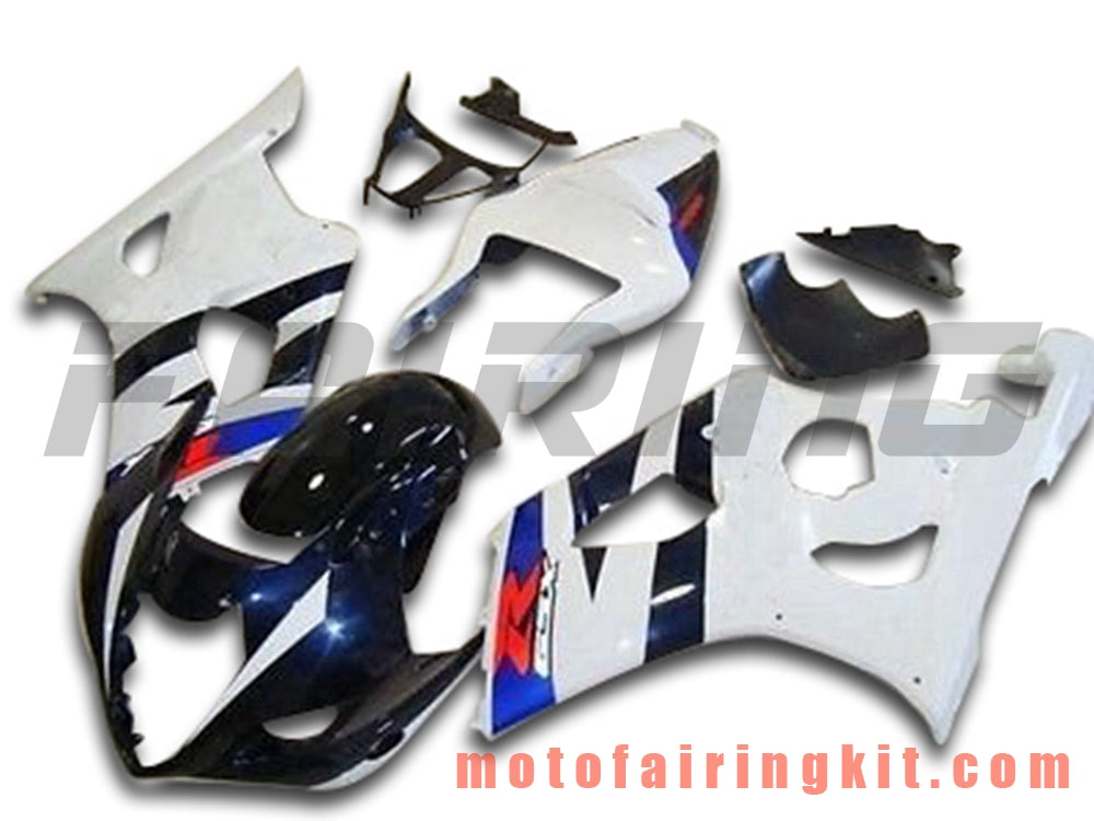 Kits de carenado aptos para GSXR1000 K3 2003 2004 GSXR 1000 GSX R1000 K3 03 04 Molde de inyección de plástico ABS Carrocería completa para motocicleta Marco de carrocería de posventa (azul y blanco) B086