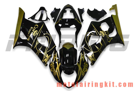 Fairing Kits Fit for GSXR1000 K3 2003 2004 GSXR 1000 GSX R1000 K3 03 04 Plastic ABS Injection Mold Complete Motorcycle Body Aftermarket Bodywork Frame (Black & Gold) B091