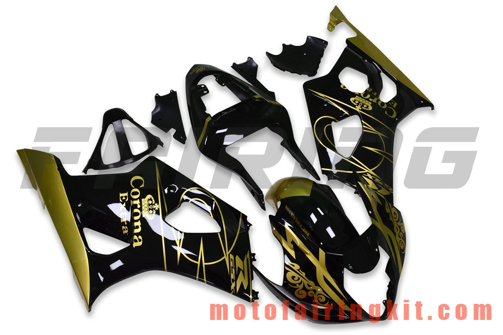 Fairing Kits Fit for GSXR1000 K3 2003 2004 GSXR 1000 GSX R1000 K3 03 04 Plastic ABS Injection Mold Complete Motorcycle Body Aftermarket Bodywork Frame (Black & Gold) B091