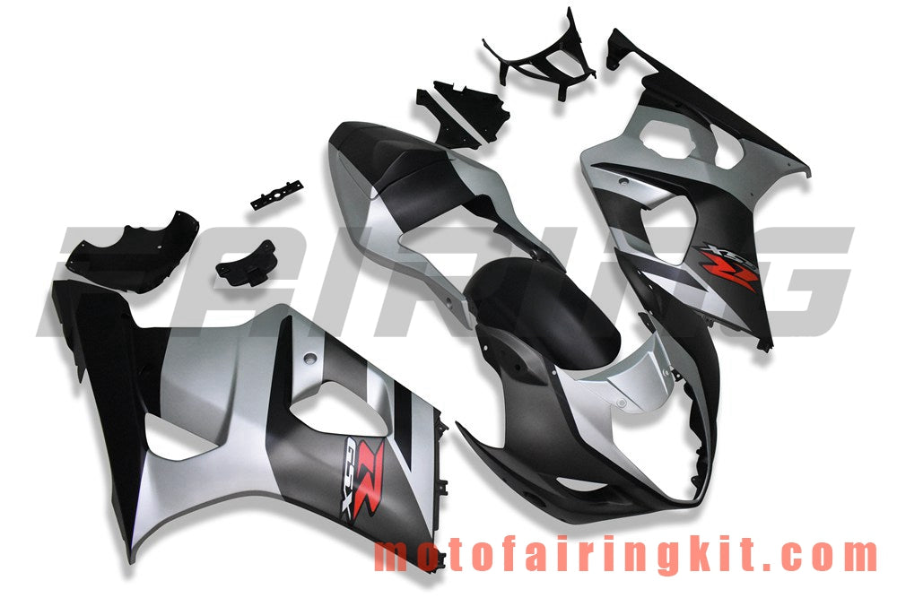 Fairing Kits Fit for GSXR1000 K3 2003 2004 GSXR 1000 GSX R1000 K3 03 04 Plastic ABS Injection Mold Complete Motorcycle Body Aftermarket Bodywork Frame (Black & Silver) B201