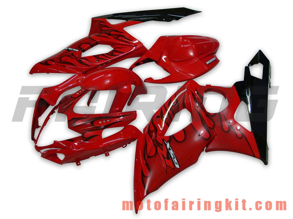 Fairing Kits Fit for GSXR1000 K5 2005 2006 GSXR 1000 GSX R1000 K5 05 06 Plastic ABS Injection Mold Complete Motorcycle Body Aftermarket Bodywork Frame (Red & Black) B010