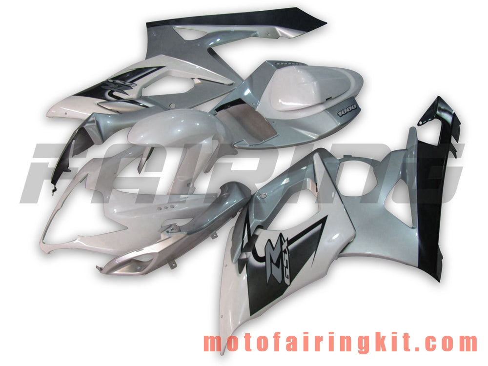 Fairing Kits Fit for GSXR1000 K5 2005 2006 GSXR 1000 GSX R1000 K5 05 06 Plastic ABS Injection Mold Complete Motorcycle Body Aftermarket Bodywork Frame (Silver & White) B031