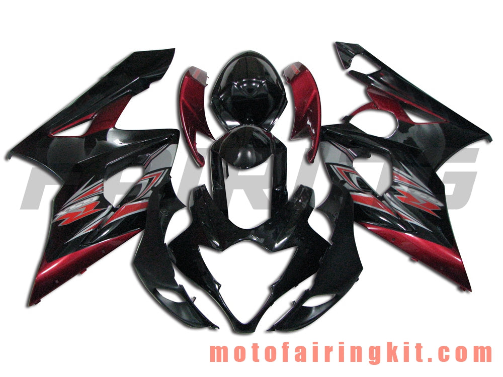 Kits de carenado aptos para GSXR1000 K5 2005 2006 GSXR 1000 GSX R1000 K5 05 06 Molde de inyección de plástico ABS Carrocería completa para motocicleta Marco de carrocería de posventa (negro y rojo) B035