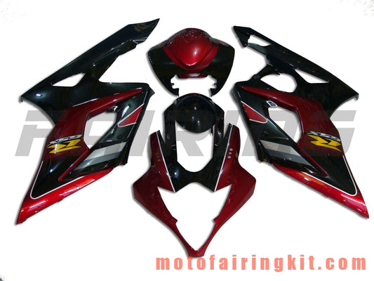 Fairing Kits Fit for GSXR1000 K5 2005 2006 GSXR 1000 GSX R1000 K5 05 06 Plastic ABS Injection Mold Complete Motorcycle Body Aftermarket Bodywork Frame (Red & Black) B036