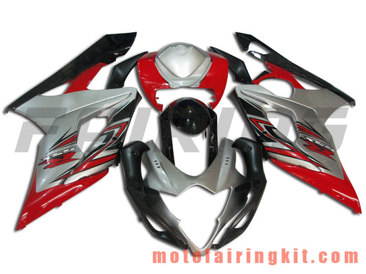 Fairing Kits Fit for GSXR1000 K5 2005 2006 GSXR 1000 GSX R1000 K5 05 06 Plastic ABS Injection Mold Complete Motorcycle Body Aftermarket Bodywork Frame (Silver & Red) B047