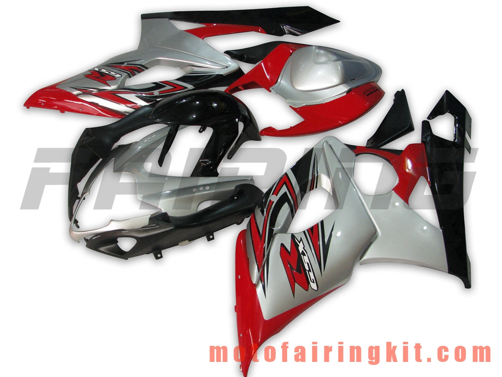 Fairing Kits Fit for GSXR1000 K5 2005 2006 GSXR 1000 GSX R1000 K5 05 06 Plastic ABS Injection Mold Complete Motorcycle Body Aftermarket Bodywork Frame (Silver & Red) B047