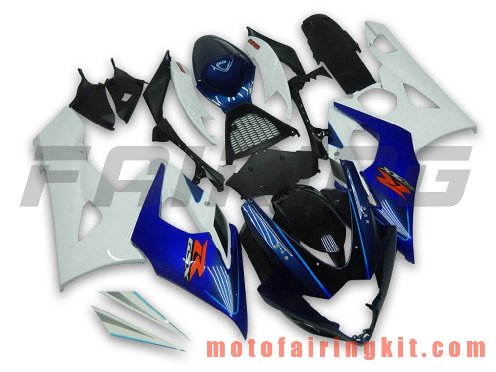 Kits de carenado aptos para GSXR1000 K5 2005 2006 GSXR 1000 GSX R1000 K5 05 06 Molde de inyección de plástico ABS Carrocería completa para motocicleta Marco de carrocería de posventa (blanco y azul) B053