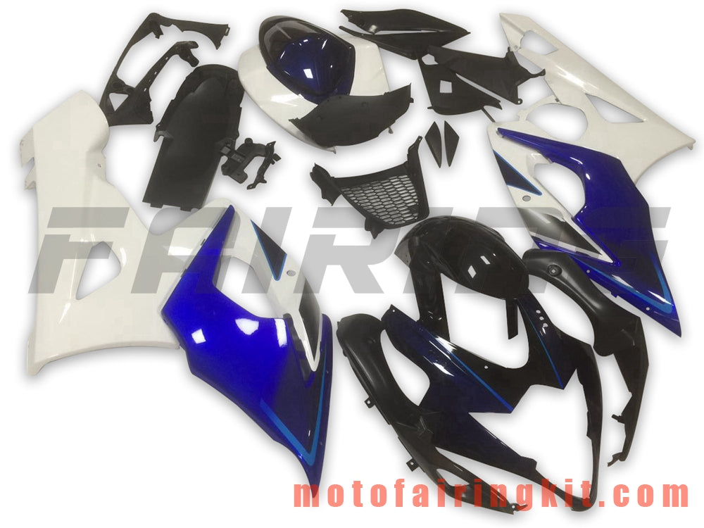 Fairing Kits Fit for GSXR1000 K5 2005 2006 GSXR 1000 GSX R1000 K5 05 06 Plastic ABS Injection Mold Complete Motorcycle Body Aftermarket Bodywork Frame (White & Blue) B054