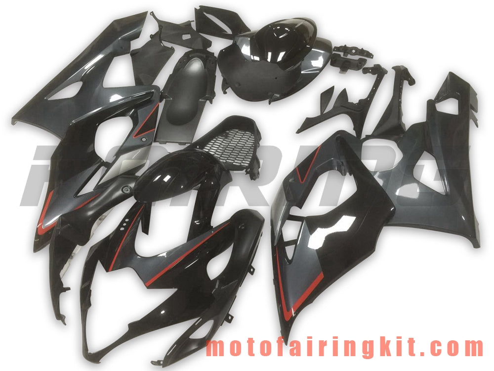 Fairing Kits Fit for GSXR1000 K5 2005 2006 GSXR 1000 GSX R1000 K5 05 06 Plastic ABS Injection Mold Complete Motorcycle Body Aftermarket Bodywork Frame (Black & Gray) B057