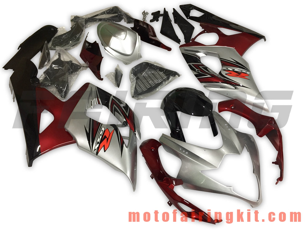 Fairing Kits Fit for GSXR1000 K5 2005 2006 GSXR 1000 GSX R1000 K5 05 06 Plastic ABS Injection Mold Complete Motorcycle Body Aftermarket Bodywork Frame (Silver & Orange) B061