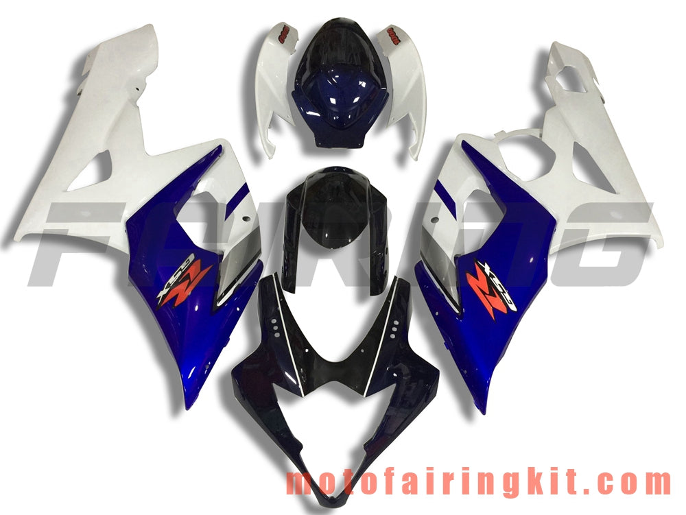 Fairing Kits Fit for GSXR1000 K5 2005 2006 GSXR 1000 GSX R1000 K5 05 06 Plastic ABS Injection Mold Complete Motorcycle Body Aftermarket Bodywork Frame (White & Blue) B064