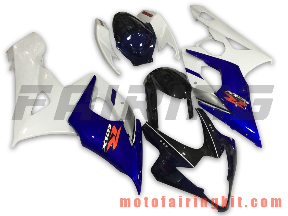 Fairing Kits Fit for GSXR1000 K5 2005 2006 GSXR 1000 GSX R1000 K5 05 06 Plastic ABS Injection Mold Complete Motorcycle Body Aftermarket Bodywork Frame (White & Blue) B064