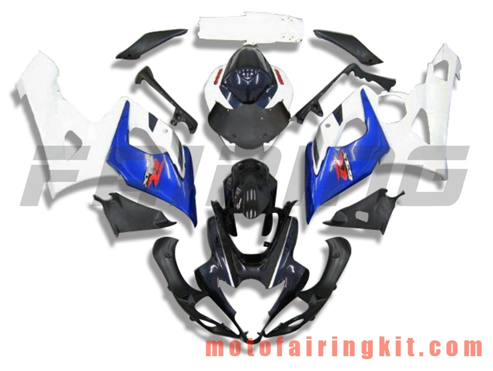 Fairing Kits Fit for GSXR1000 K5 2005 2006 GSXR 1000 GSX R1000 K5 05 06 Plastic ABS Injection Mold Complete Motorcycle Body Aftermarket Bodywork Frame (Blue & White) B072