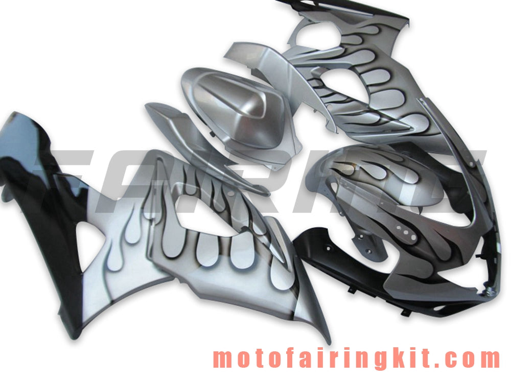 Fairing Kits Fit for GSXR1000 K5 2005 2006 GSXR 1000 GSX R1000 K5 05 06 Plastic ABS Injection Mold Complete Motorcycle Body Aftermarket Bodywork Frame (Silver & Black) B074