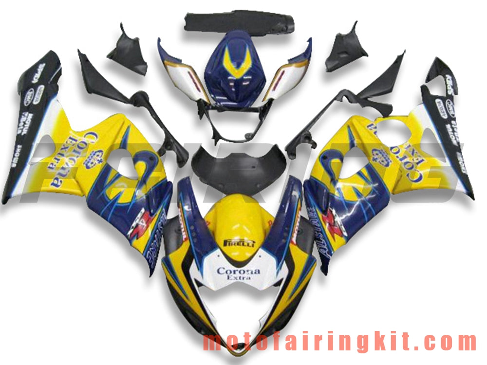 Kits de carenado aptos para GSXR1000 K5 2005 2006 GSXR 1000 GSX R1000 K5 05 06 Molde de inyección de plástico ABS Carrocería completa para motocicleta Marco de carrocería de posventa (amarillo y azul) B078