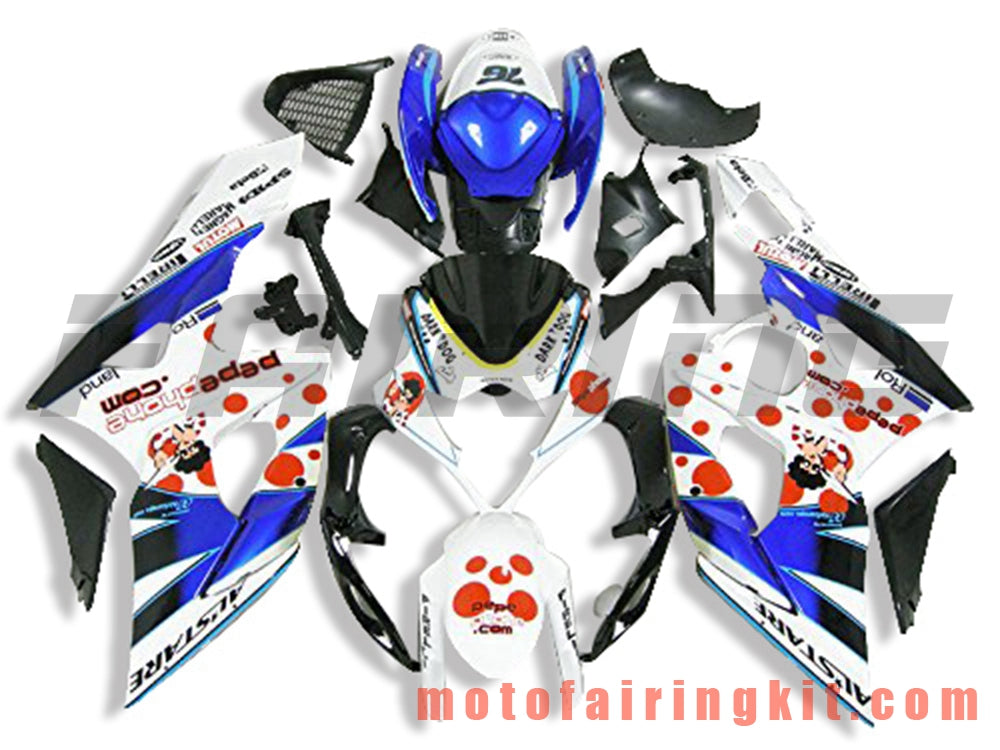 Fairing Kits Fit for GSXR1000 K5 2005 2006 GSXR 1000 GSX R1000 K5 05 06 Plastic ABS Injection Mold Complete Motorcycle Body Aftermarket Bodywork Frame (Blue & White) B085