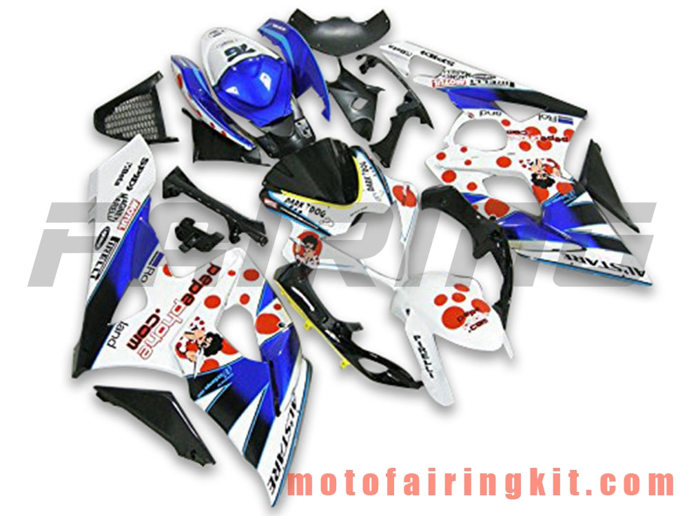 Fairing Kits Fit for GSXR1000 K5 2005 2006 GSXR 1000 GSX R1000 K5 05 06 Plastic ABS Injection Mold Complete Motorcycle Body Aftermarket Bodywork Frame (Blue & White) B085