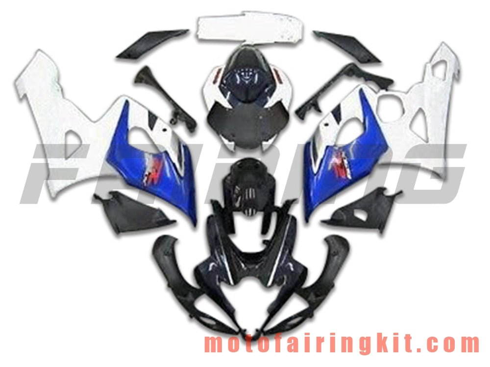 Fairing Kits Fit for GSXR1000 K5 2005 2006 GSXR 1000 GSX R1000 K5 05 06 Plastic ABS Injection Mold Complete Motorcycle Body Aftermarket Bodywork Frame (Blue & White) B095