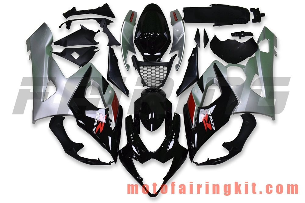 Fairing Kits Fit for GSXR1000 K5 2005 2006 GSXR 1000 GSX R1000 K5 05 06 Plastic ABS Injection Mold Complete Motorcycle Body Aftermarket Bodywork Frame (Black & Silver) B100