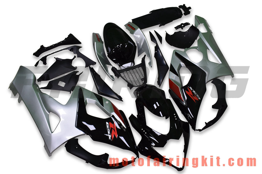 Fairing Kits Fit for GSXR1000 K5 2005 2006 GSXR 1000 GSX R1000 K5 05 06 Plastic ABS Injection Mold Complete Motorcycle Body Aftermarket Bodywork Frame (Black & Silver) B100