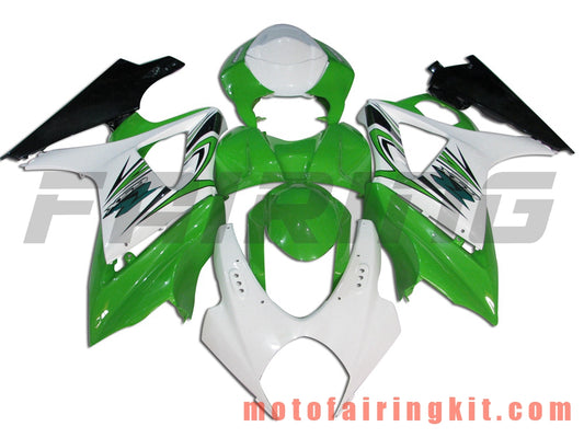 Fairing Kits Fit for GSXR1000 K7 2007 2008 GSXR 1000 GSX R1000 K7 07 08 Plastic ABS Injection Mold Complete Motorcycle Body Aftermarket Bodywork Frame (Green & White) B005