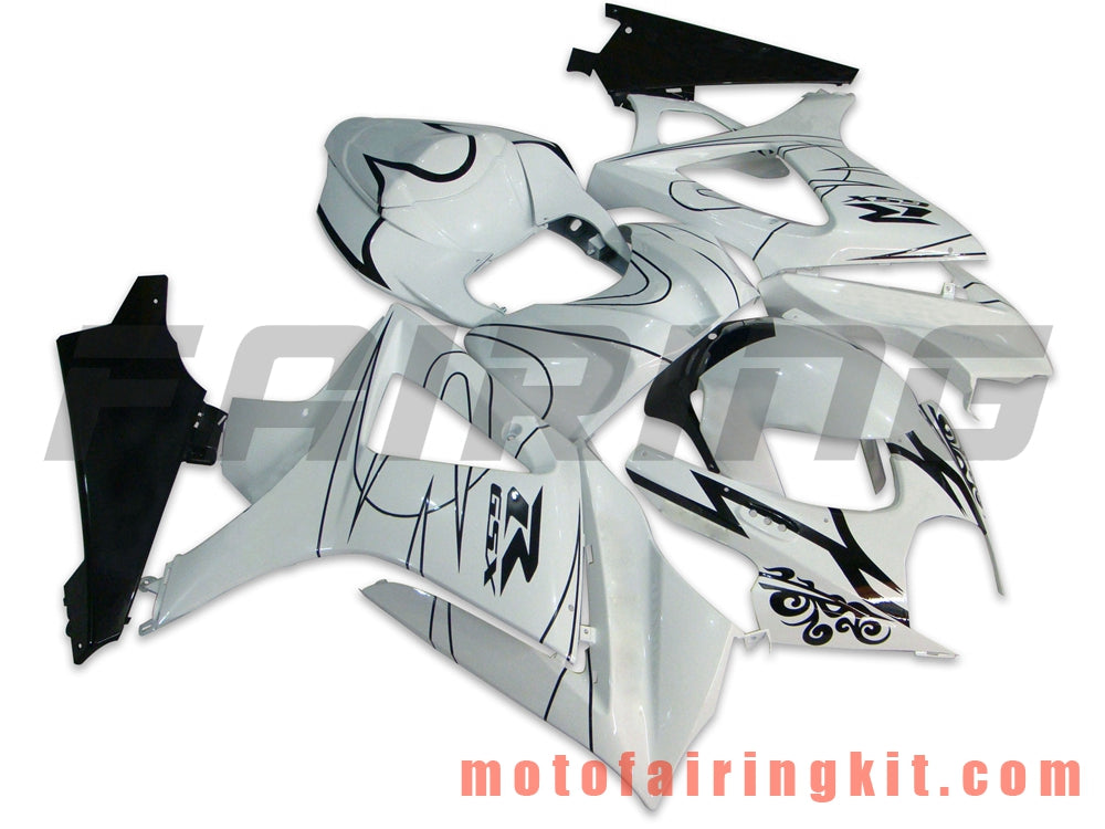 Fairing Kits Fit for GSXR1000 K7 2007 2008 GSXR 1000 GSX R1000 K7 07 08 Plastic ABS Injection Mold Complete Motorcycle Body Aftermarket Bodywork Frame (White & Black) B006