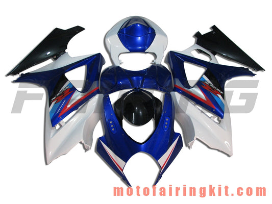 フェアリングキット GSXR1000 K7 2007 2008 GSXR 1000 GSX R1000 K7 07 08 プラスチック ABS 射出成型 完全なオートバイボディ アフターマーケットボディワークフレーム (ブルー &amp; ホワイト) B007