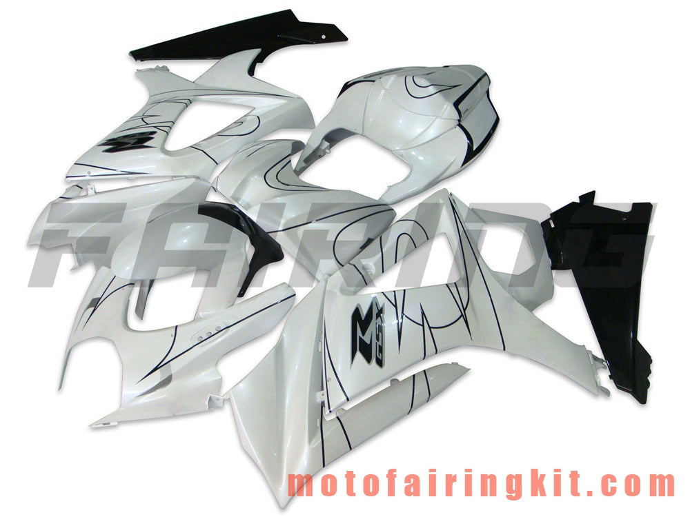 Fairing Kits Fit for GSXR1000 K7 2007 2008 GSXR 1000 GSX R1000 K7 07 08 Plastic ABS Injection Mold Complete Motorcycle Body Aftermarket Bodywork Frame (White & Black) B008