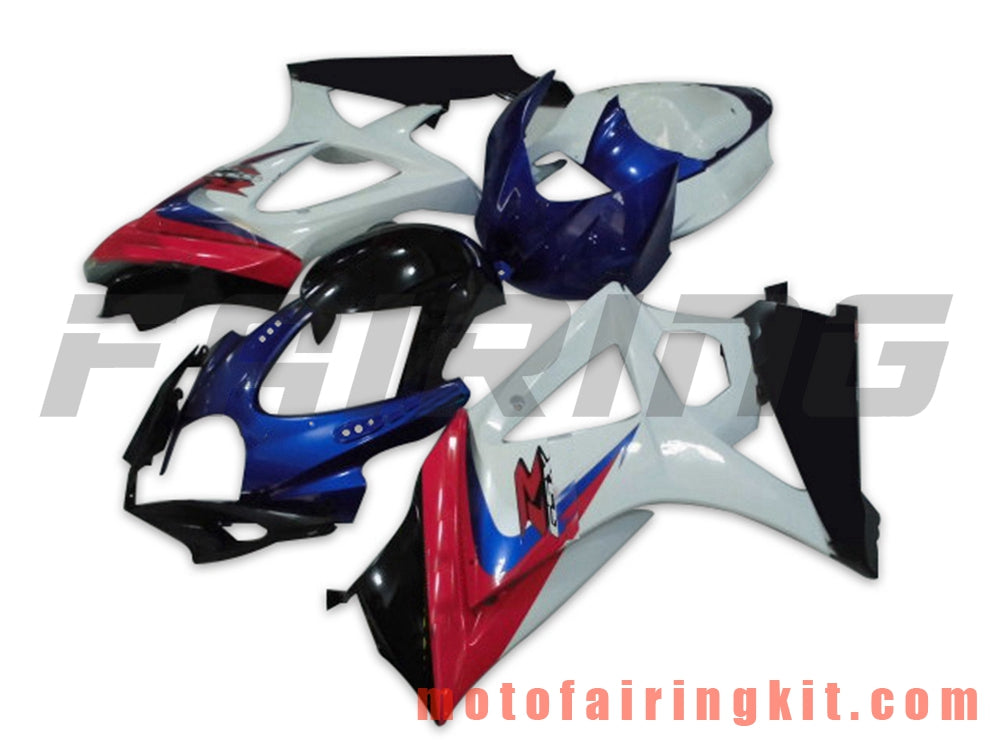 Kits de carenado aptos para GSXR1000 K7 2007 2008 GSXR 1000 GSX R1000 K7 07 08 Molde de inyección de plástico ABS Carrocería completa para motocicleta Marco de carrocería de posventa (blanco y rojo) B013