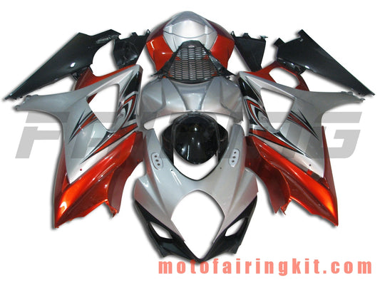 Kits de carenado aptos para GSXR1000 K7 2007 2008 GSXR 1000 GSX R1000 K7 07 08 Molde de inyección de plástico ABS Carrocería completa para motocicleta Marco de carrocería de posventa (plata y rojo) B016