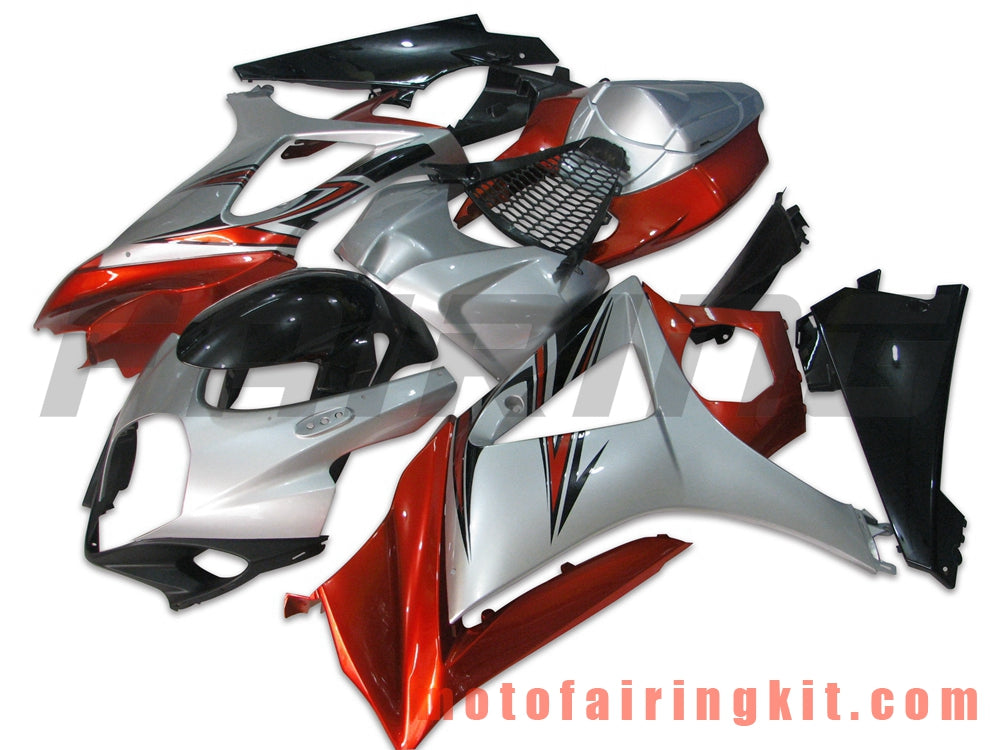 Fairing Kits Fit for GSXR1000 K7 2007 2008 GSXR 1000 GSX R1000 K7 07 08 Plastic ABS Injection Mold Complete Motorcycle Body Aftermarket Bodywork Frame (Silver & Red) B016