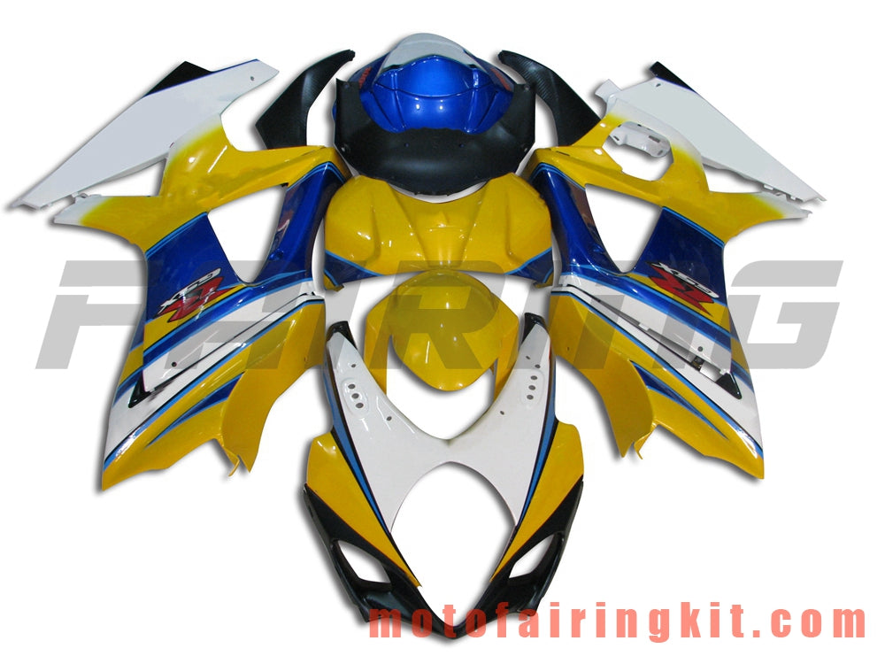 Fairing Kits Fit for GSXR1000 K7 2007 2008 GSXR 1000 GSX R1000 K7 07 08 Plastic ABS Injection Mold Complete Motorcycle Body Aftermarket Bodywork Frame (Yellow & White) B020