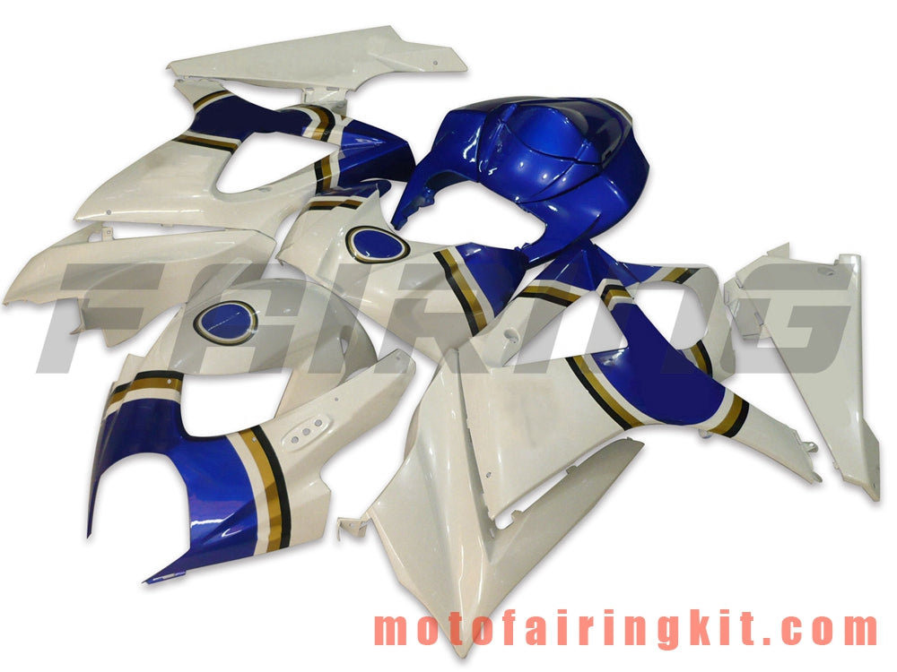 Fairing Kits Fit for GSXR1000 K7 2007 2008 GSXR 1000 GSX R1000 K7 07 08 Plastic ABS Injection Mold Complete Motorcycle Body Aftermarket Bodywork Frame (White & Blue) B024