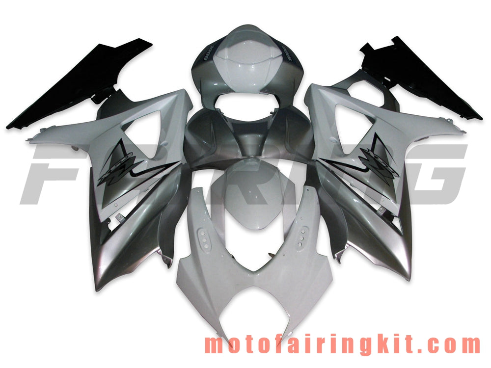 Fairing Kits Fit for GSXR1000 K7 2007 2008 GSXR 1000 GSX R1000 K7 07 08 Plastic ABS Injection Mold Complete Motorcycle Body Aftermarket Bodywork Frame (Silver & White) B032