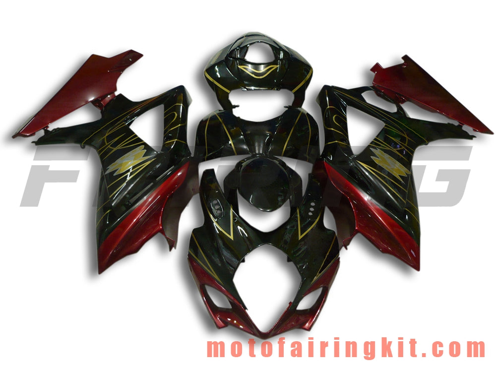 Fairing Kits Fit for GSXR1000 K7 2007 2008 GSXR 1000 GSX R1000 K7 07 08 Plastic ABS Injection Mold Complete Motorcycle Body Aftermarket Bodywork Frame (Black & Red) B033