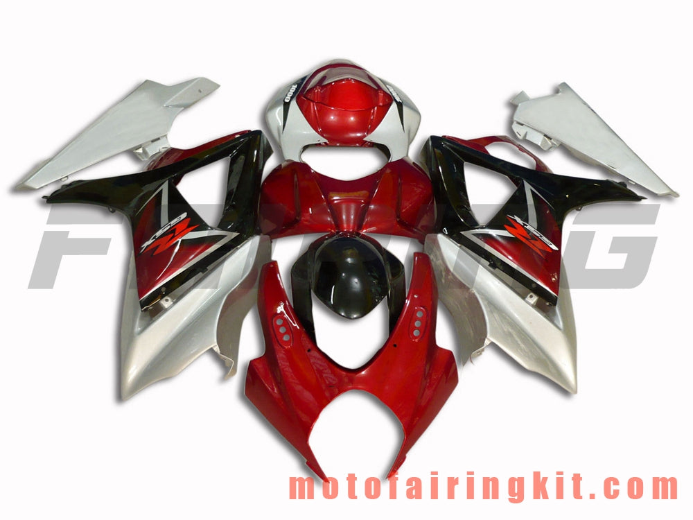 Fairing Kits Fit for GSXR1000 K7 2007 2008 GSXR 1000 GSX R1000 K7 07 08 Plastic ABS Injection Mold Complete Motorcycle Body Aftermarket Bodywork Frame (Red & Silver) B034