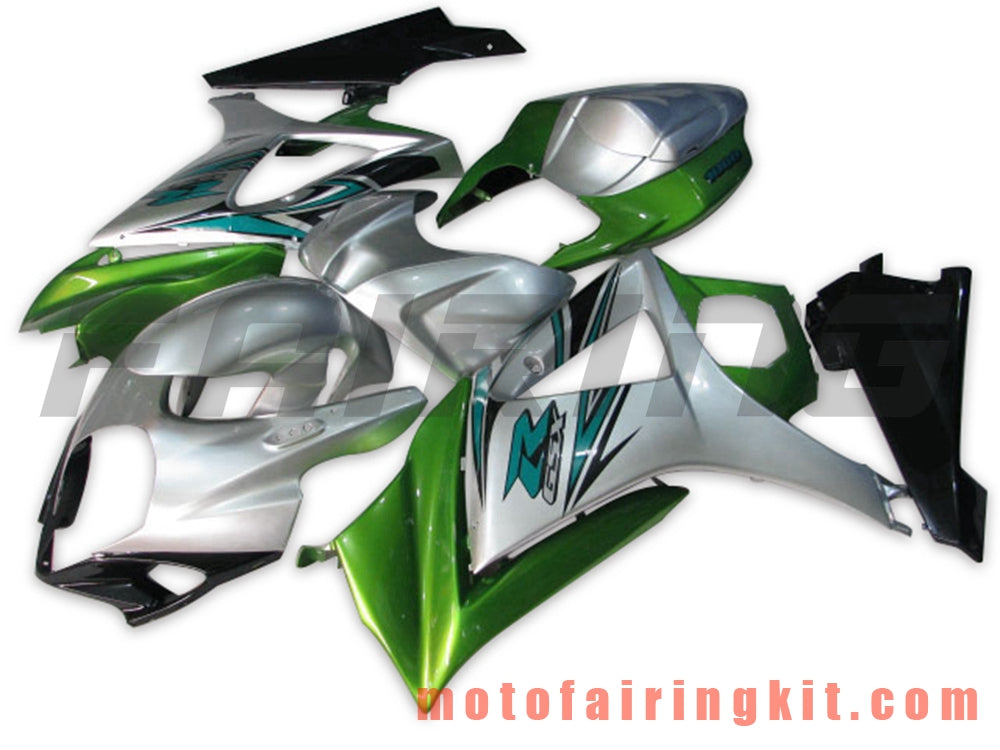 Fairing Kits Fit for GSXR1000 K7 2007 2008 GSXR 1000 GSX R1000 K7 07 08 Plastic ABS Injection Mold Complete Motorcycle Body Aftermarket Bodywork Frame (Silver & Green) B035