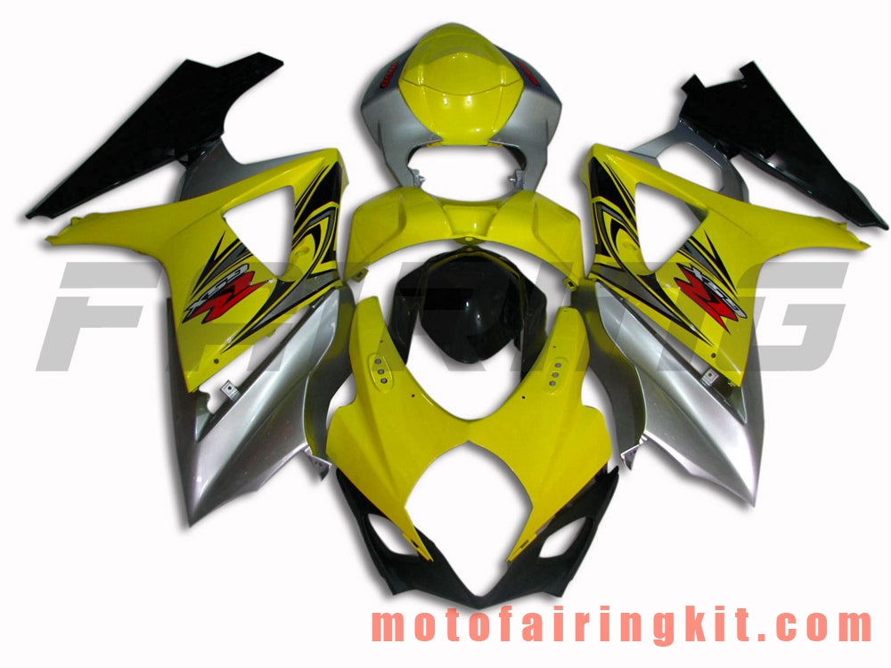 Fairing Kits Fit for GSXR1000 K7 2007 2008 GSXR 1000 GSX R1000 K7 07 08 Plastic ABS Injection Mold Complete Motorcycle Body Aftermarket Bodywork Frame (Yellow & Silver) B038