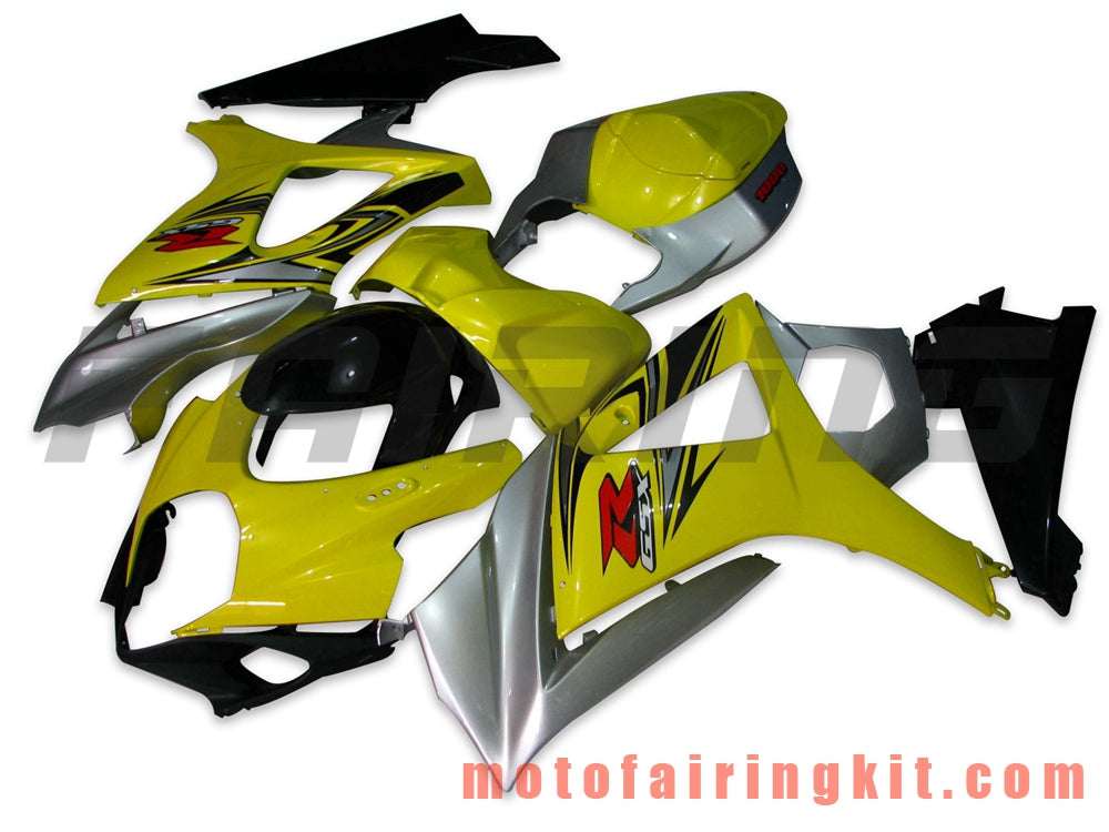 Fairing Kits Fit for GSXR1000 K7 2007 2008 GSXR 1000 GSX R1000 K7 07 08 Plastic ABS Injection Mold Complete Motorcycle Body Aftermarket Bodywork Frame (Yellow & Silver) B038