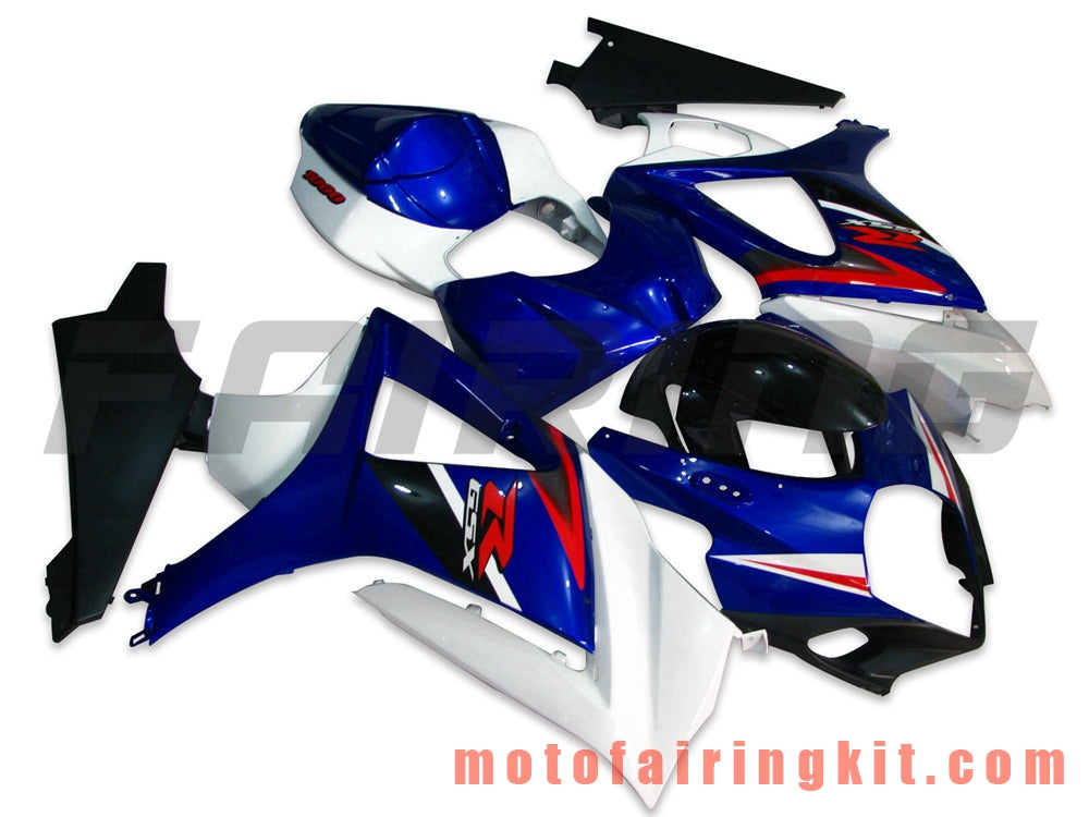 Fairing Kits Fit for GSXR1000 K7 2007 2008 GSXR 1000 GSX R1000 K7 07 08 Plastic ABS Injection Mold Complete Motorcycle Body Aftermarket Bodywork Frame (Blue & White) B041