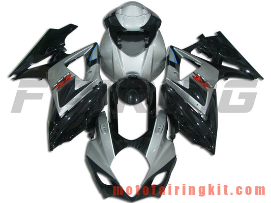 Kits de carenado aptos para GSXR1000 K7 2007 2008 GSXR 1000 GSX R1000 K7 07 08 Molde de inyección de plástico ABS Carrocería completa para motocicleta Marco de carrocería de posventa (plata y negro) B047